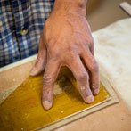 Krishna Alegeswaran at work in his studio in 2019